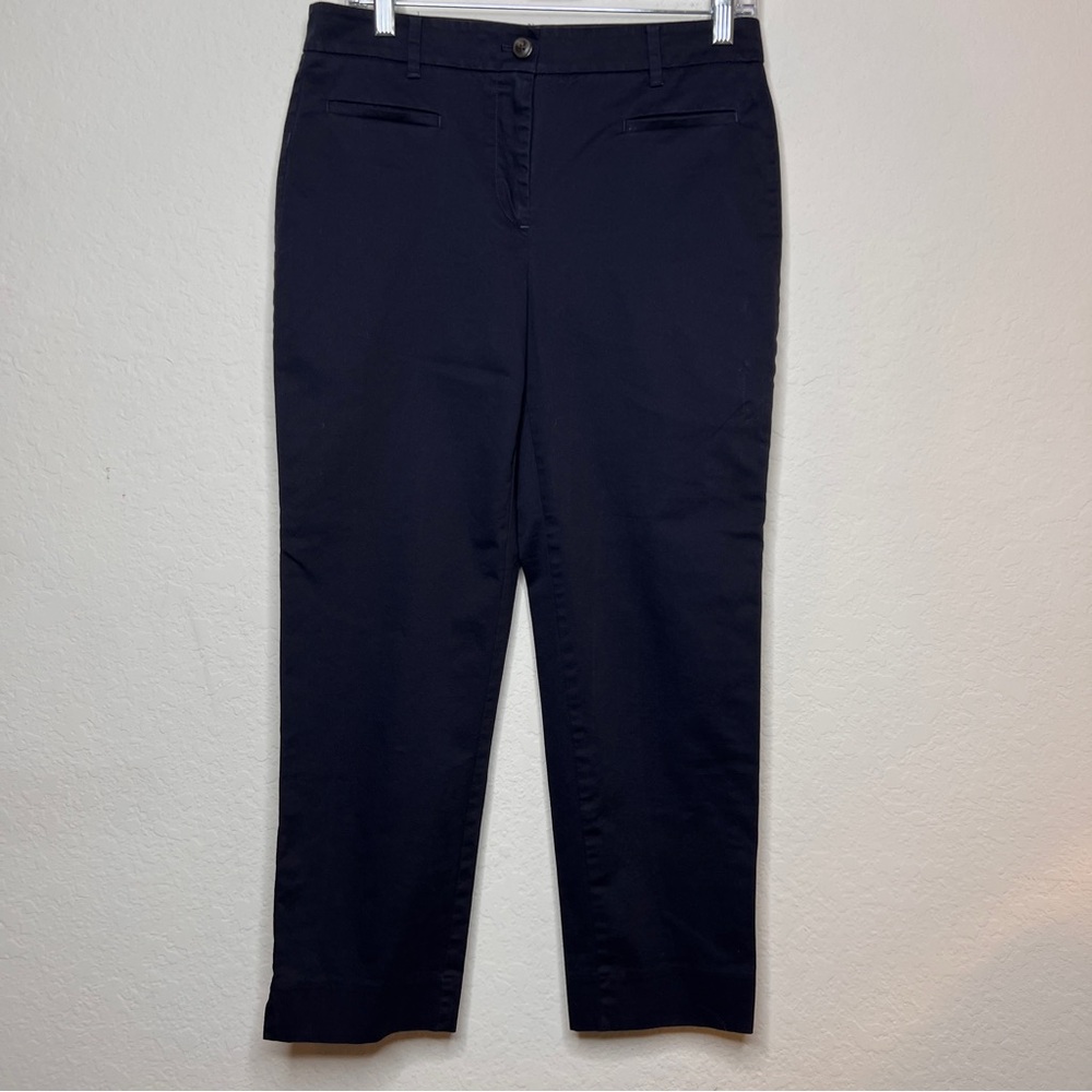 Ann Taylor Straight Leg Cropped Cotton Spandex Size 4 Navy Dress Pants Trousers